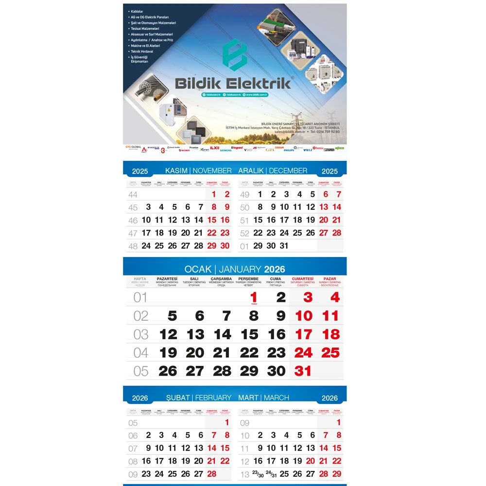 13 Beş Aylık Gemici Takvim